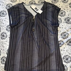 Saukole || NWT Black and White Striped Zipper Top (M)